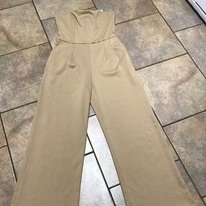 Beautiful tan strapless wide leg jumpsuit size 14